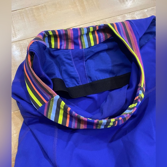 LULULEMON Scoop Neck Tank Racerback Luon Coolmax Blue Striped Neck - Picture 6 of 8